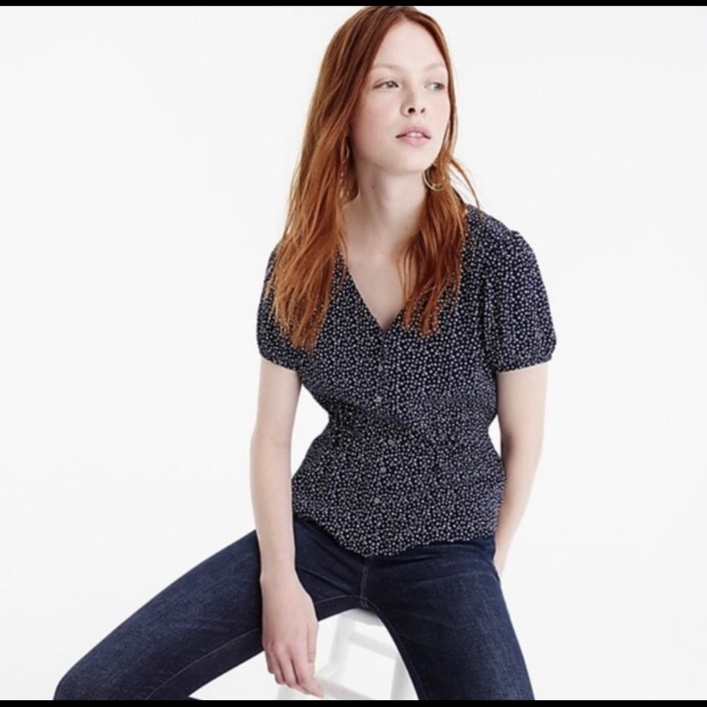 J Crew star print peplum blouse